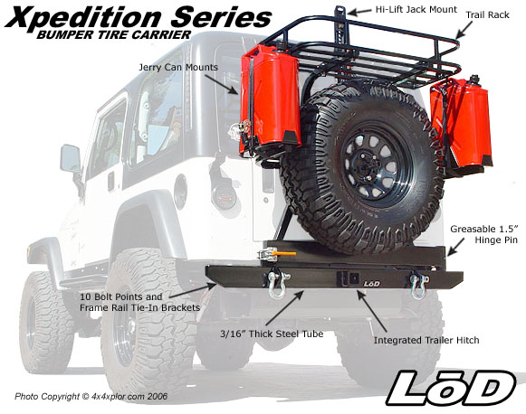 LoD Xpedition Series Jeep Bumper Tire Carrier
